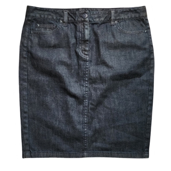 Ann Taylor Dark Wash Blue Denim Pencil Midi Skirt Women's Size 10 - Picture 1 of 7